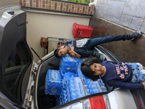 Sunday Kids and Families with water ready to be dropped off to CFA Bunyip 